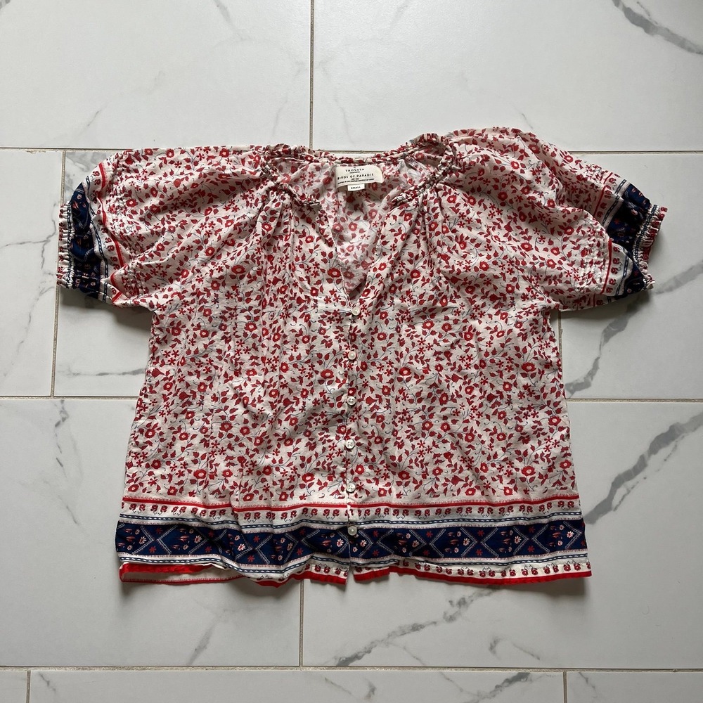 Trovata Birds of Paradise June Floral Blouse Size Small *flawed*